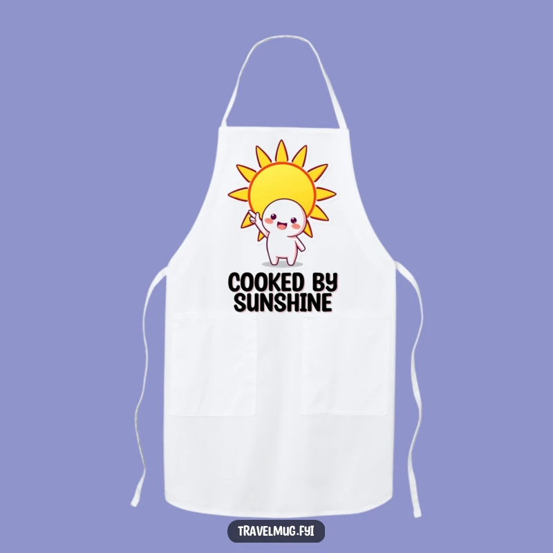 Funny Sunny Day Apron: Chef Character Greets Sun, Kitchen Cheer Gift