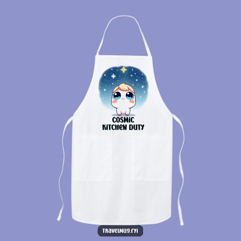 Funny Apron: Wide-Eyed Character Views Starry Sky, Kitchen Funny Dreamer Gift!