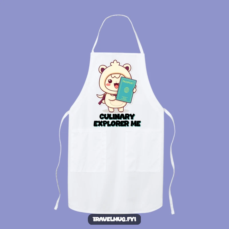 Funny Kawaii Passport Holder Apron - Hilarious Kitchen Travel Theme Gift