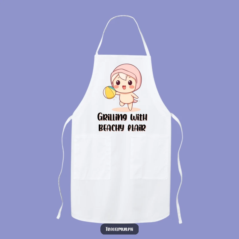Funny Kawaii Beach Apron: Playful Toss Kitchen Fun, Hilarious Summer Gift!
