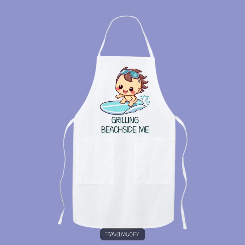 Funny Kawaii Surfer Apron - Hilarious Beach Kitchen Style Gift