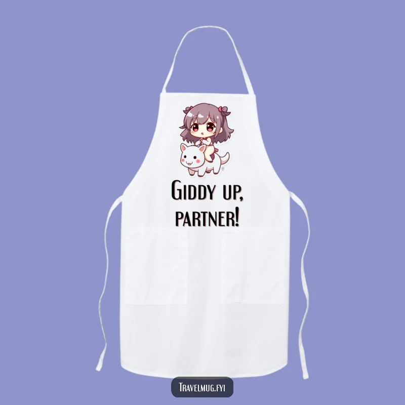 Funny Cute Character Riding Playful Creature Apron - Kitchen Humorous Gift