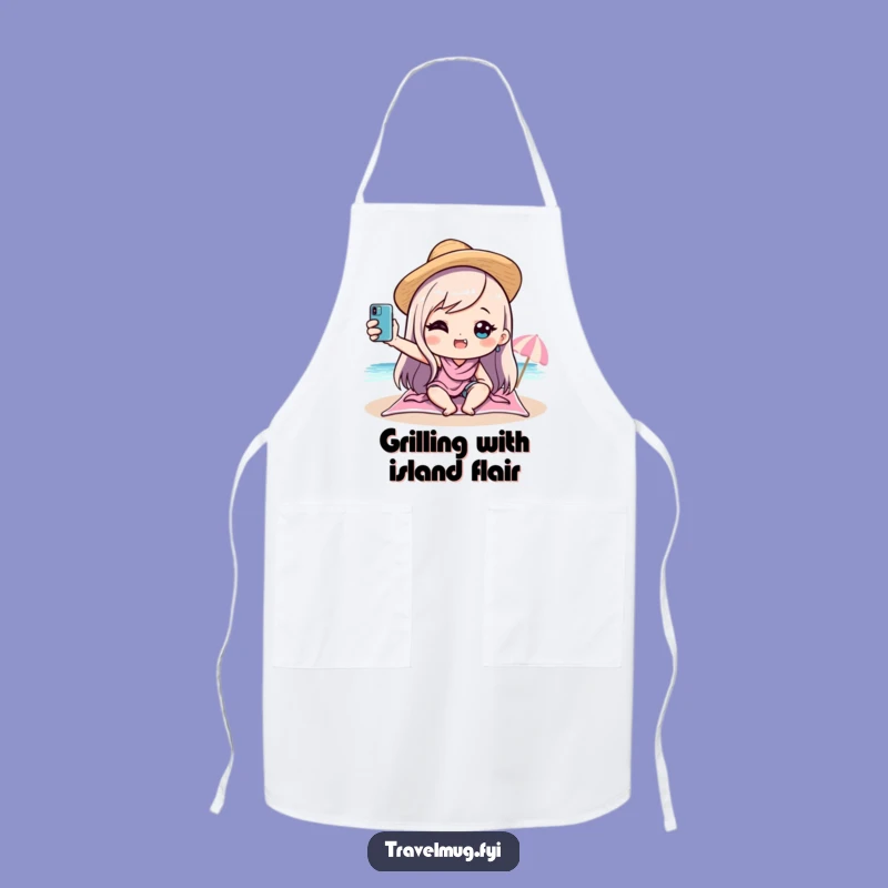 Get ready to serve up some laughs with this funny kawaii beach selfie apron! Perfect for beach-themed parties or just adding fun to your cooking.
