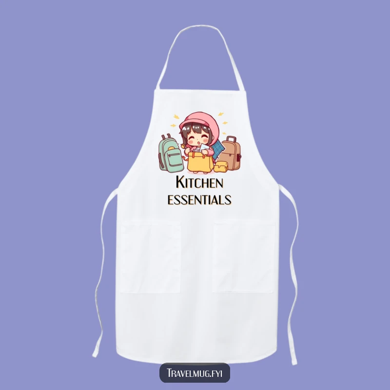 Funny Packing Apron: Chef Overstuffs Bag, Kitchen Travel Humor