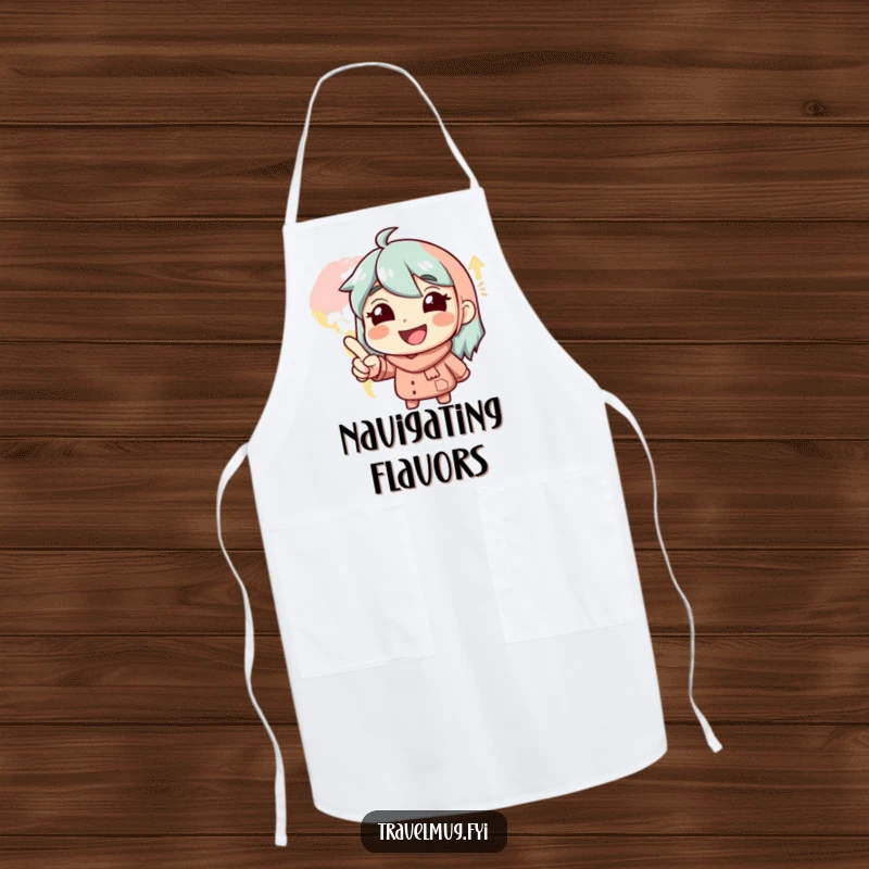 Funny Apron: A smiling character points enthusiastically at a map, ready for a flavor adventure.