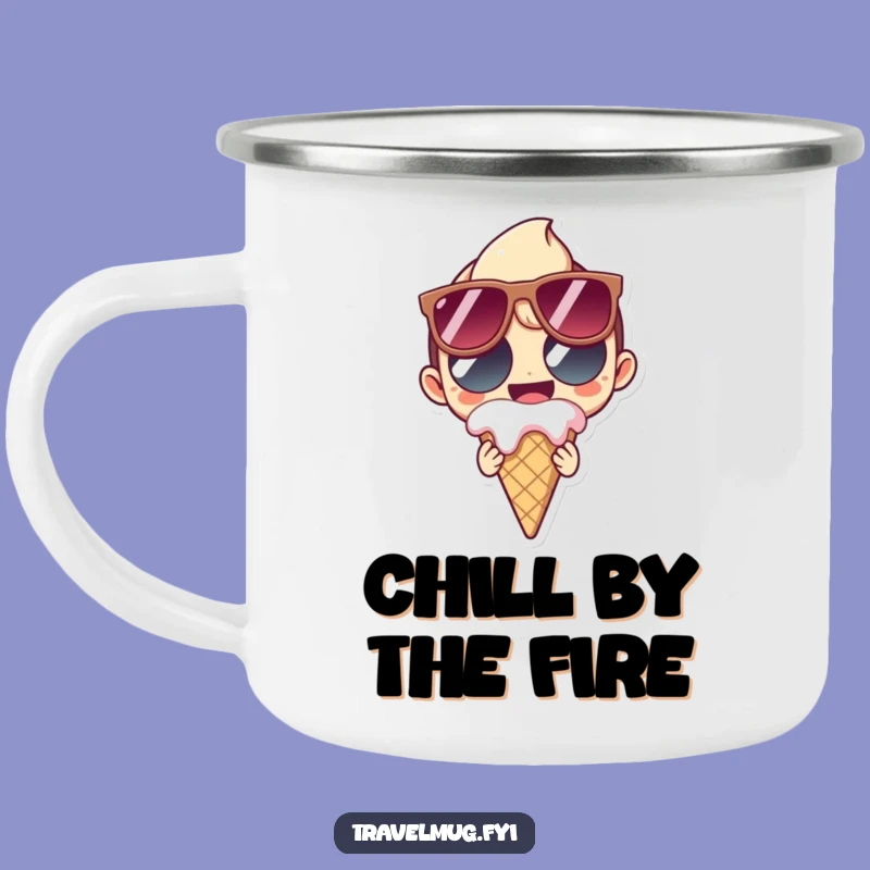 Funny Enamel Camping Mug: Summer Character, Ice Cream Treat Gift