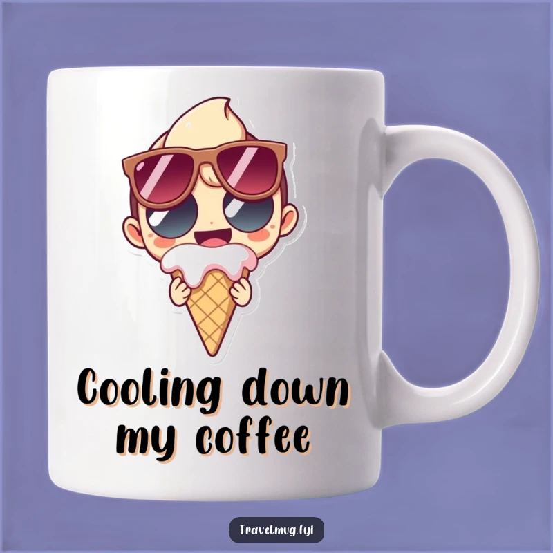Funny Summer Vibes Mug: Character with Melting Ice Cream, Summer Fun Gift