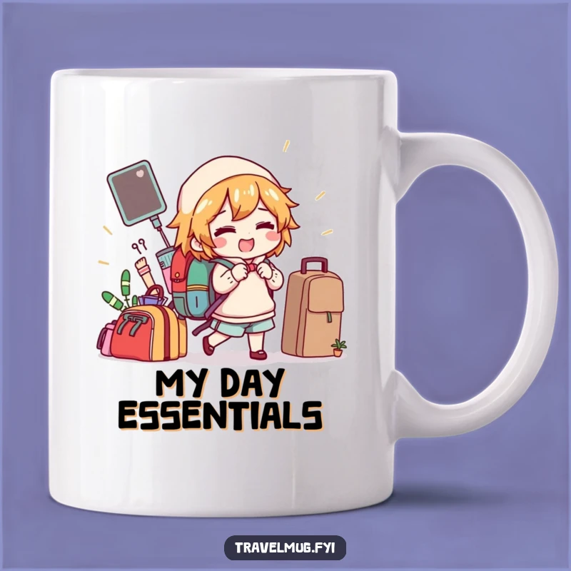 Funny Adventure Mug: Gleeful Packer with Comical Items, Perfect Gift