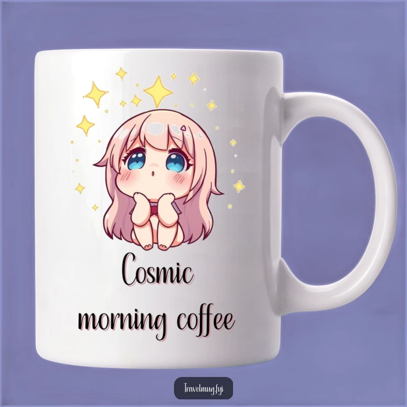 Funny Constellation Mug: Wonderstruck Character Gazes At Stars, Cosmic Gift