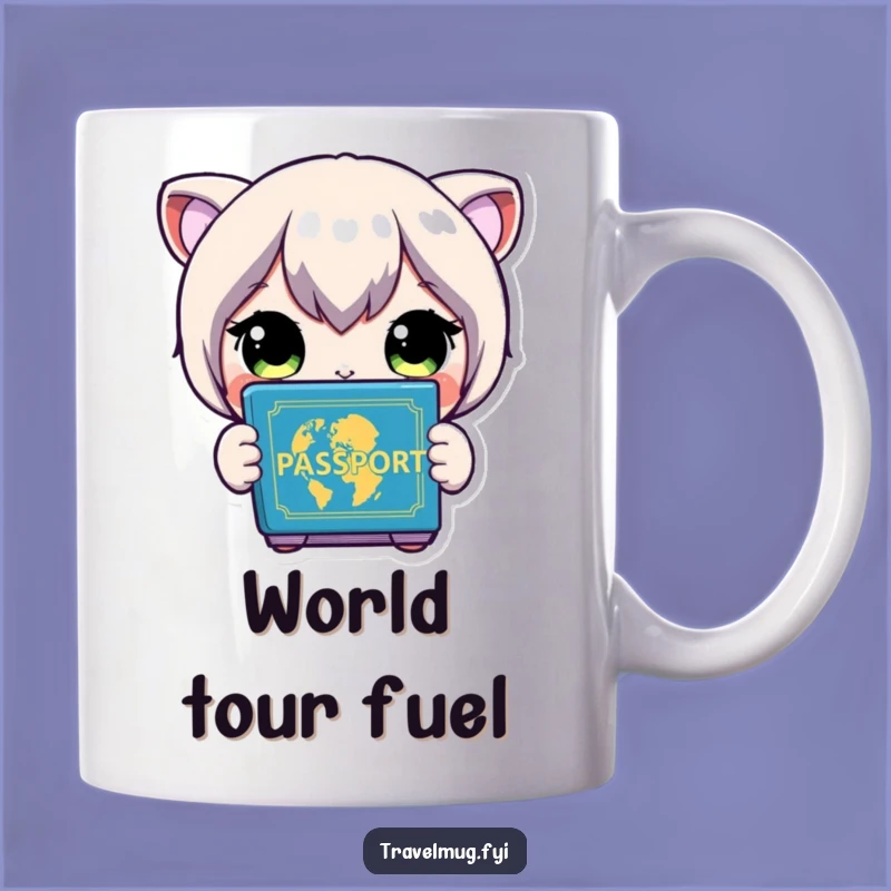 Funny Passport Mug: Wide-Eyed Character's Travel Dream - Perfect Funny Gift!