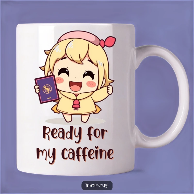 Funny Travel Mug: Joyful Passport Holder with Excited Smile, Perfect Gift
