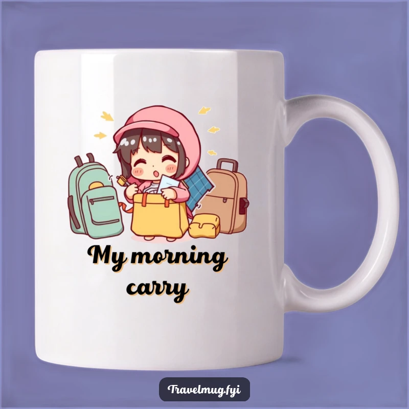 Funny Packing Mug: Character Overstuffs Bag, Hilarious Travel Gift