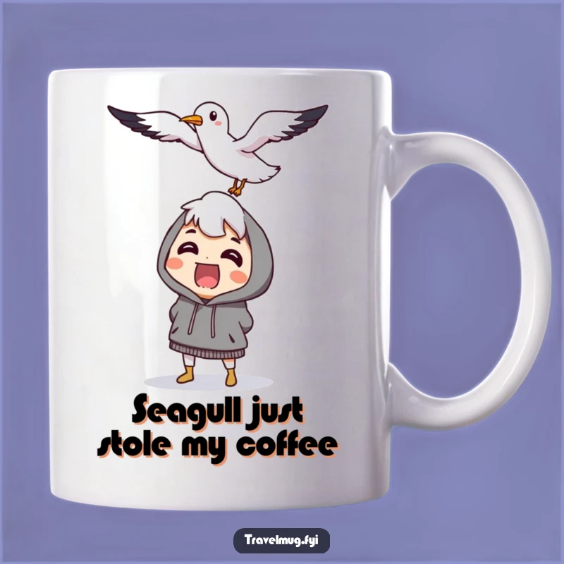 Funny Seagull Surprise Mug: Startled Character, Perfect Hilarious Gift for Bird Lovers