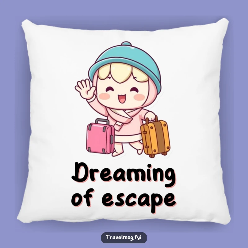 Funny Farewell Pillow: Cozy Comfort & Waving Traveler Humor