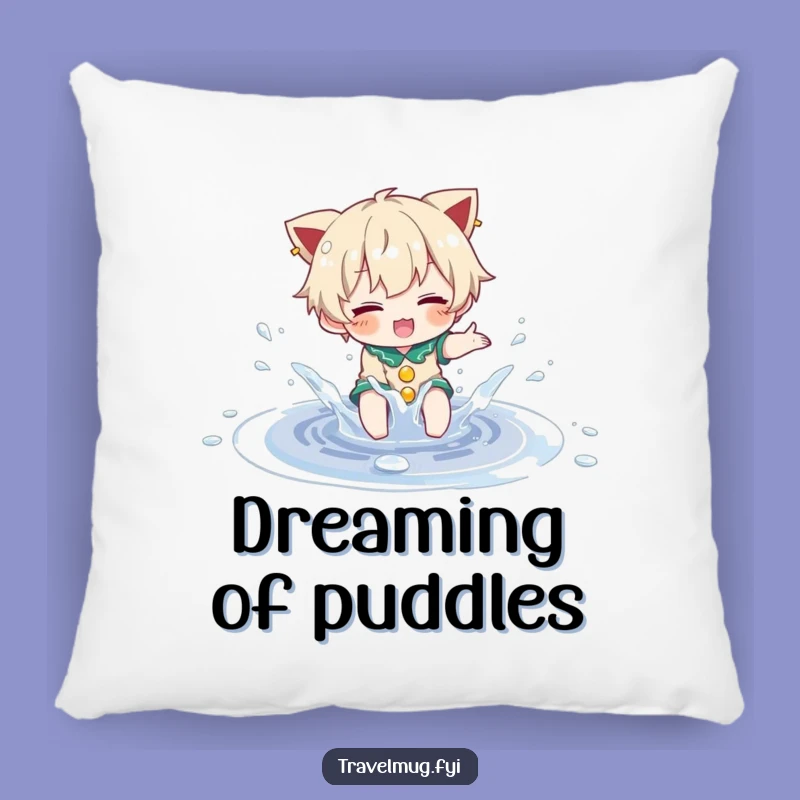 Funny Splash Pillow: Character in a puddle, a comfy and funny gift for relaxation.