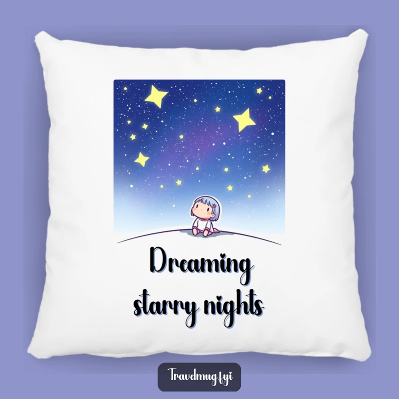 Funny 'Dreamy Sky' Pillow: Character's Starry Night Comfort Gift