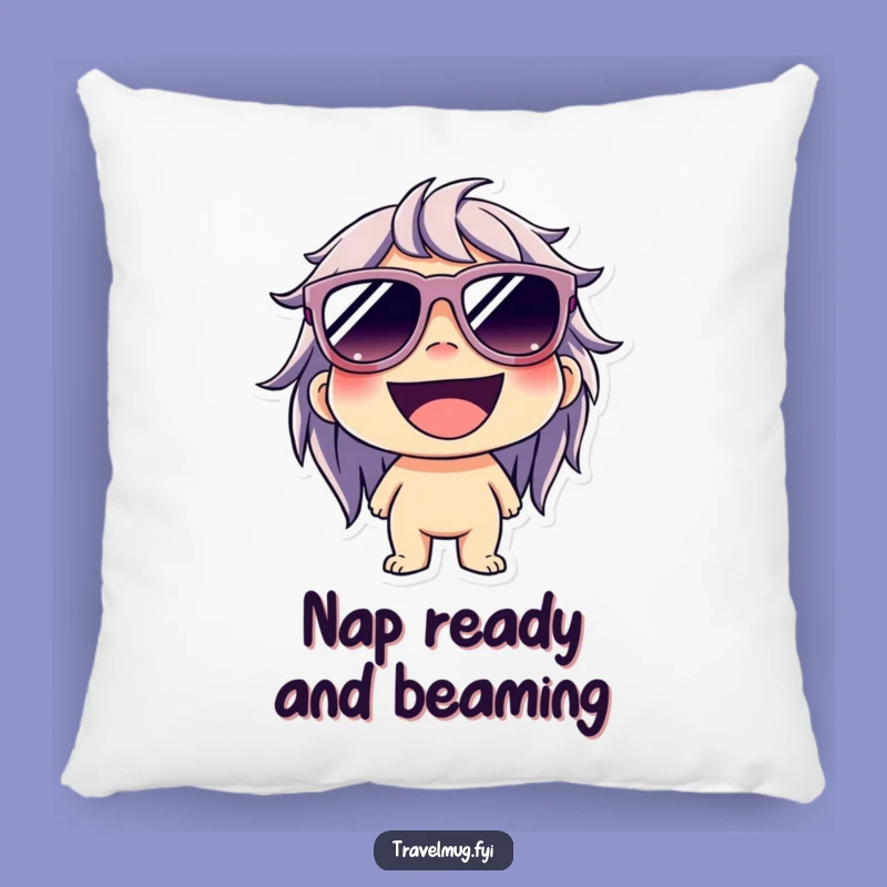 Funny Cool Grin Pillow: Character's Cozy Coolness, Happy Vibes, Ideal Funny Gift
