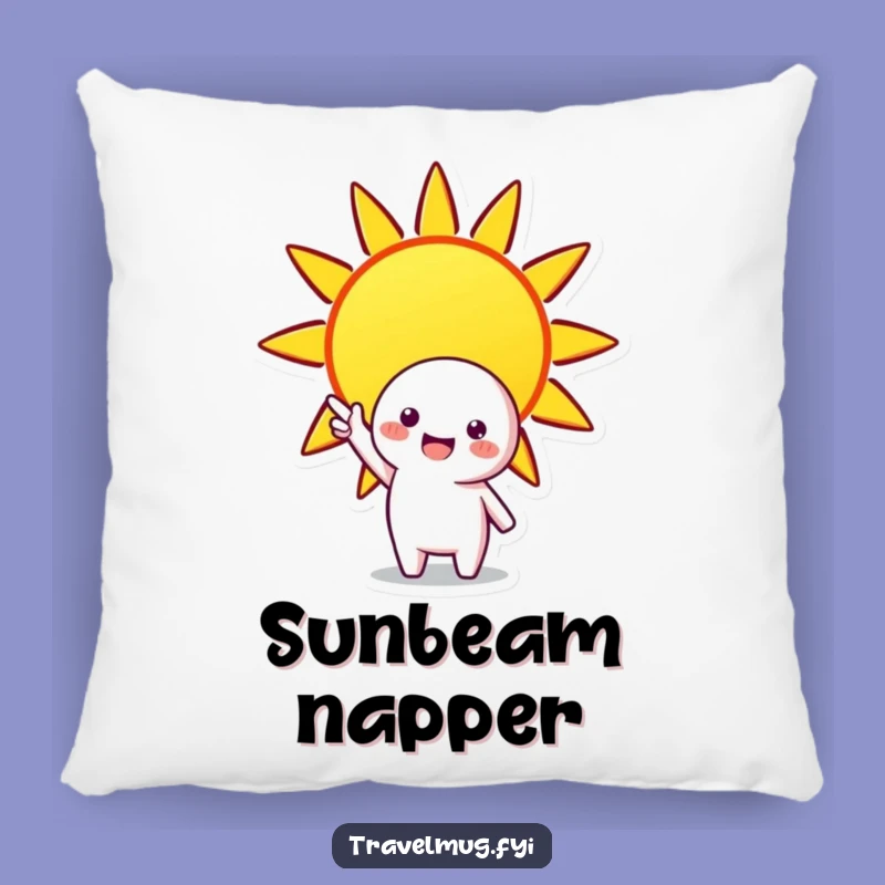 Funny Sunny Day Pillow: Cozy Character Loves Sun, Cheerful Comfort Gift