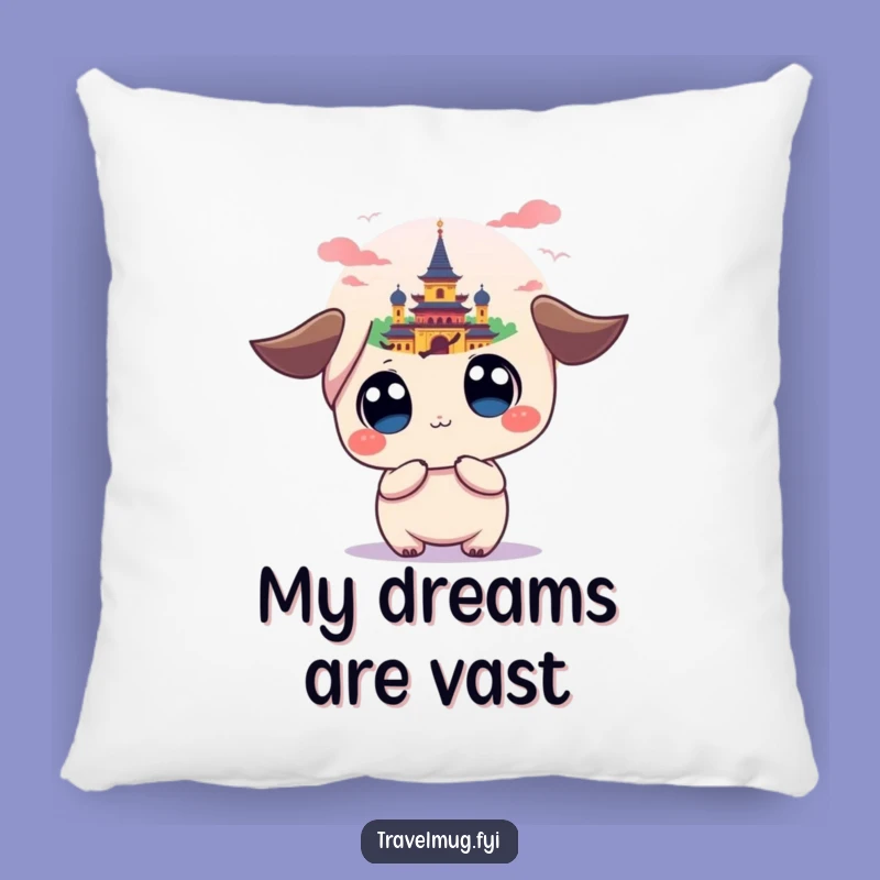 Funny Kawaii Dream Pillow: Wide-Eyed Landmark Gazing, Comfy & Hilarious Gift