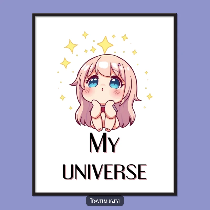 Funny Constellation Digital Art: Character Gazes At Stars, Instant Cosmic Decor