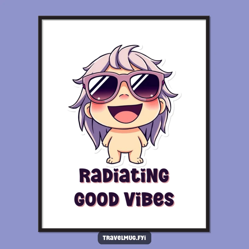 Funny Cool Grin Digital Art: Character's Sunglasses Style, Happy Scene, Perfect Funny Gift