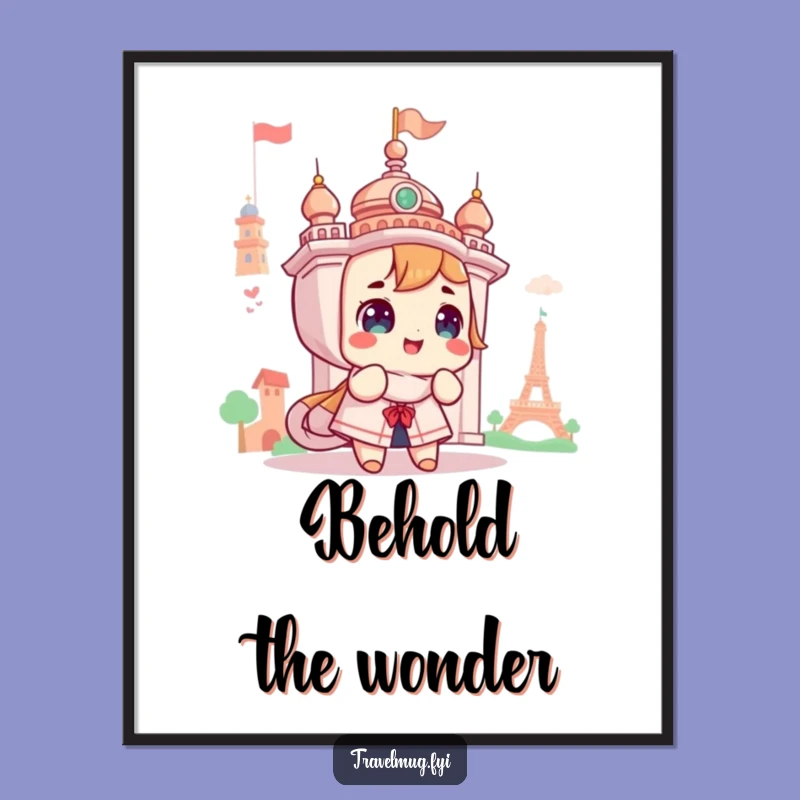 Funny Cute Character Wonder Landmark Print - Instant Travel Wall Decor