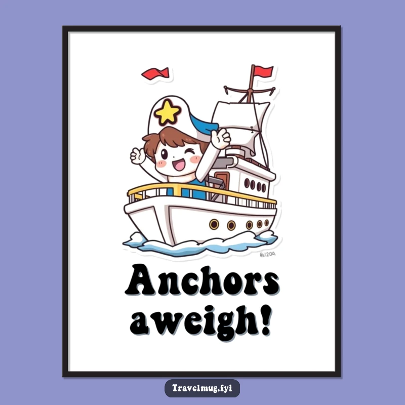 Funny Digital Art: Happy Character's Ship Voyage - Instant Funny Gift!