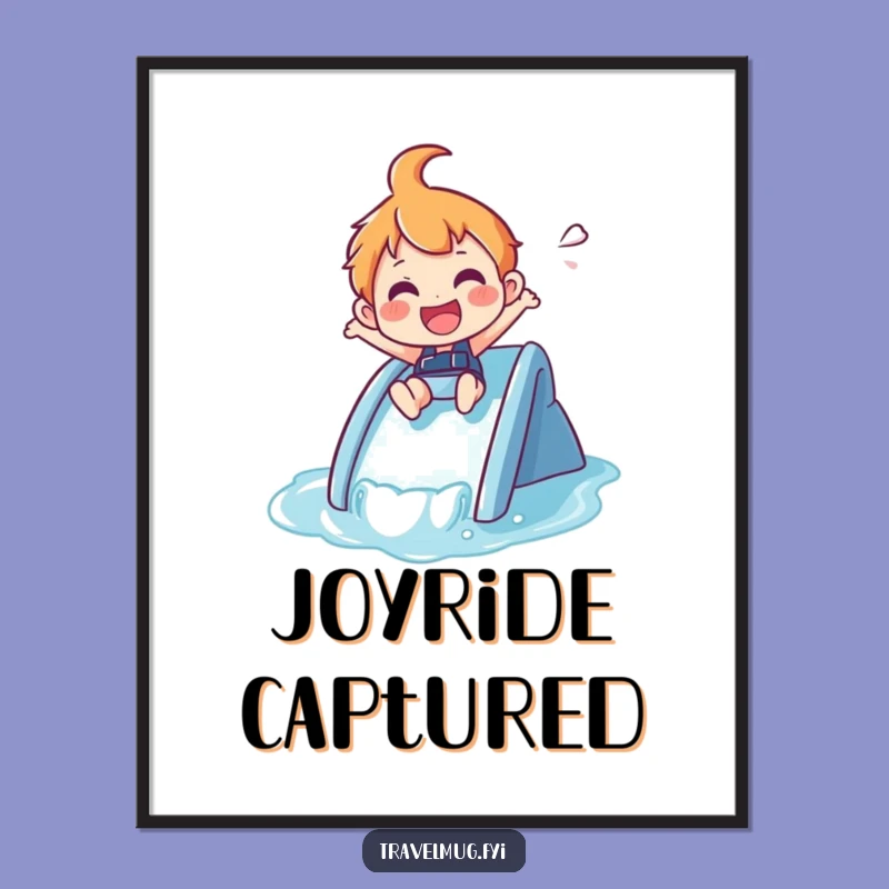 Funny Digital Art: Water Slide Fun - Instant Wall Art Funny Gift!