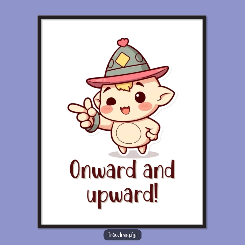 Funny Digital Print: Jaunty Hat Character Points Forward, Instant Funny Decor!