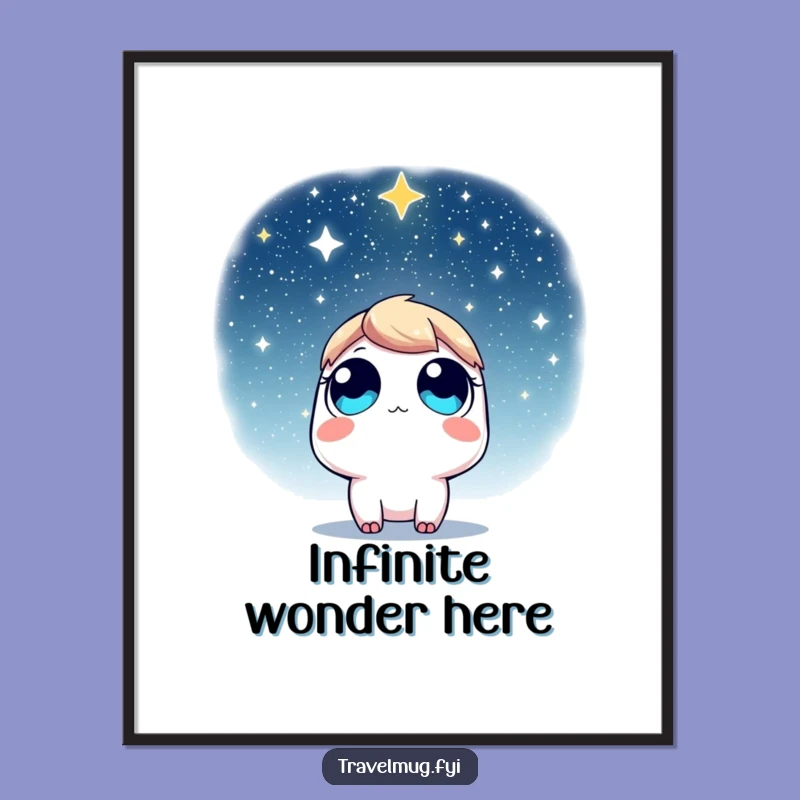 Funny Digital Print: Wide-Eyed Character Views Starry Sky, Instant Funny Decor!
