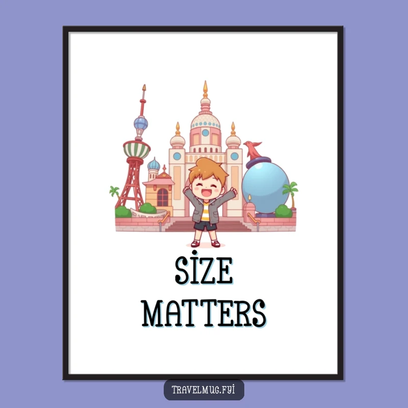 Funny Giant Objects Landmark Digital Art Print - Whimsical Decor for Travelers