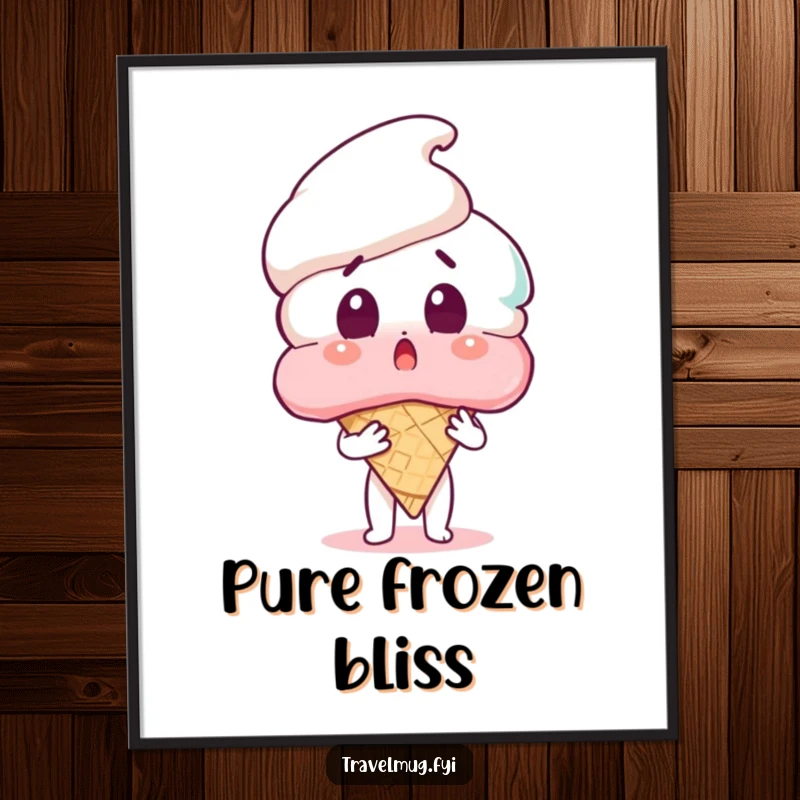Funny digital art print of a surprised character holding a colossal ice cream cone, ready to add humorous, sweet charm to your decor.