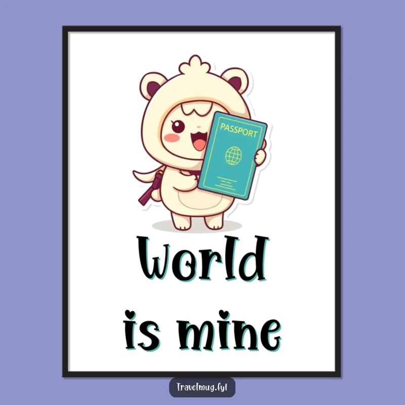 Funny Kawaii Passport Holder Wall Art - Hilarious Travel Theme Gift