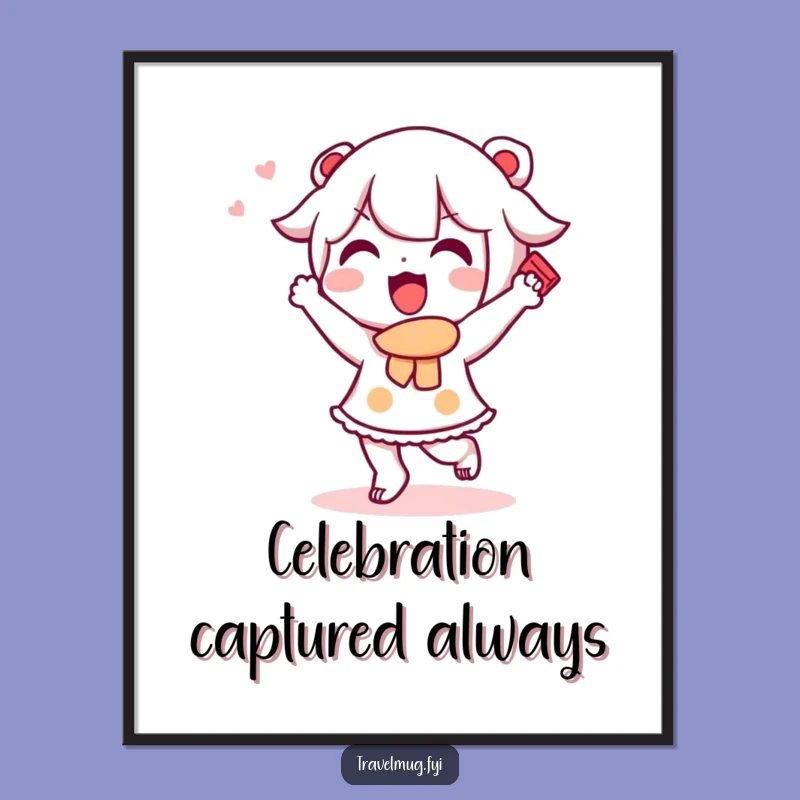 Funny Kawaii Souvenir Digital Art: Happy Dance Joy, Instant Funny Decor!