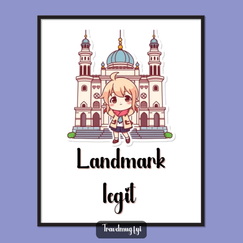 Funny Landmark Posing Character Print: Instant Travel Humor Download
