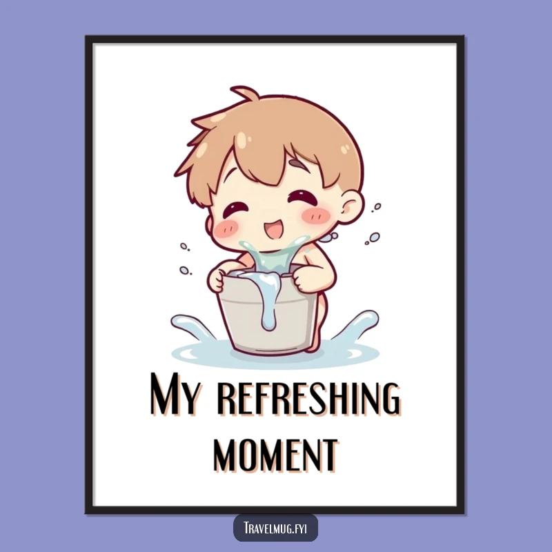 Funny Splash Digital Art: Tiny Bucket Print, Instant Gift