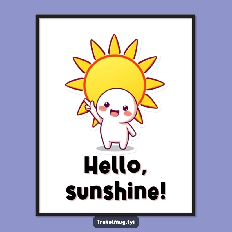 Funny Sunny Day Digital Art: Cheerful Character Welcomes Sun, Instant Decor