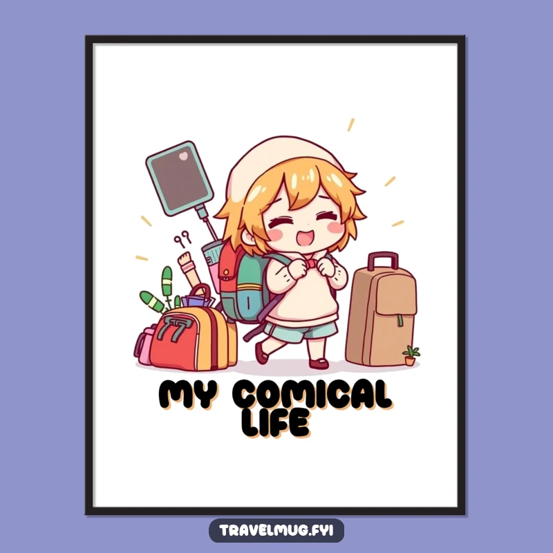 Funny Packing Digital Art: Comical Items Print, Instant Gift