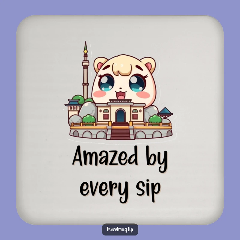 Funny Kawaii Landmark Coaster: Amazed Eyes Protection, Adorable Funny Gift!