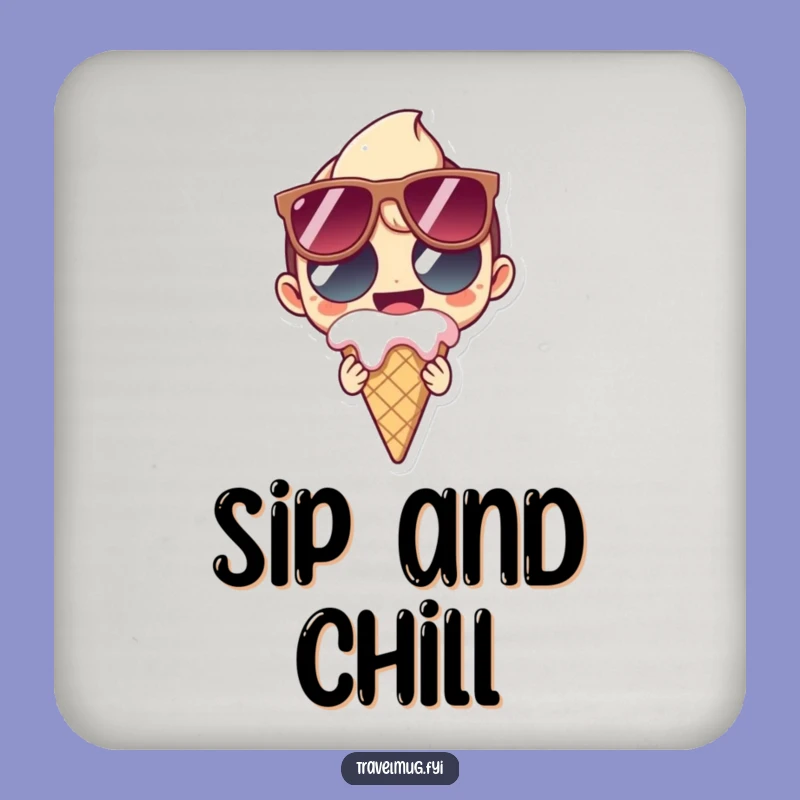 Funny Coaster Set: Melting Ice Cream Character, Protect Tables with Humor