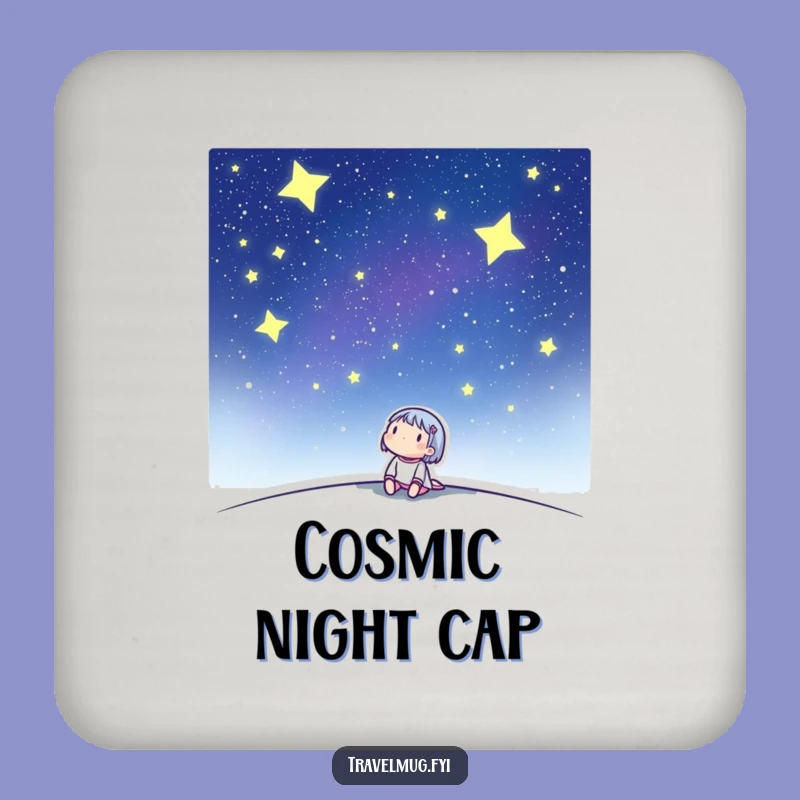 Funny 'Cosmic Sip' Coaster: Character's Night Sky Table Protection Gift