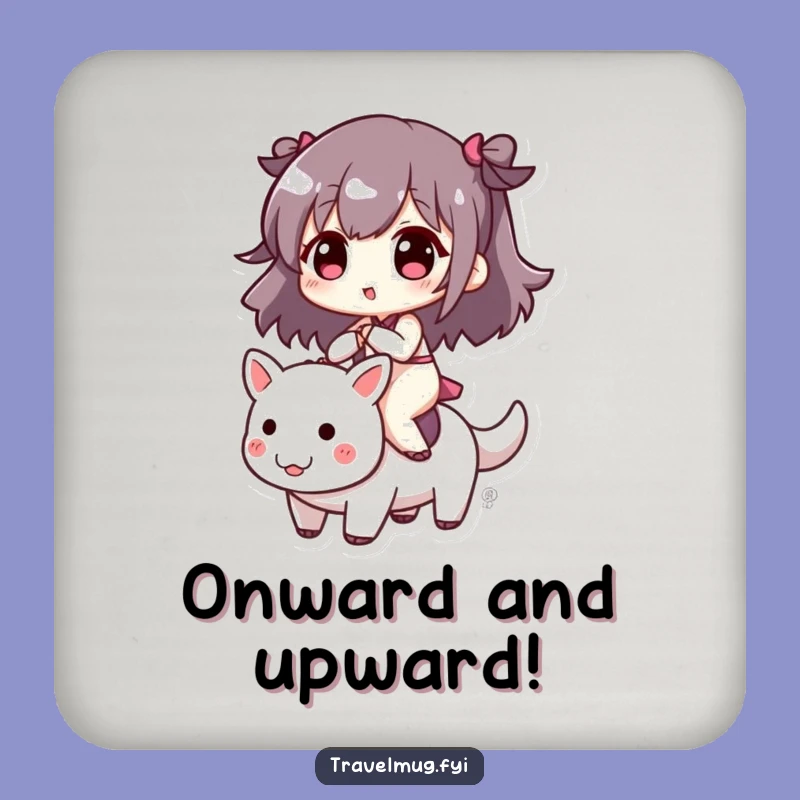 Funny Cute Character Riding Playful Creature Coaster - Humorous Table Protector