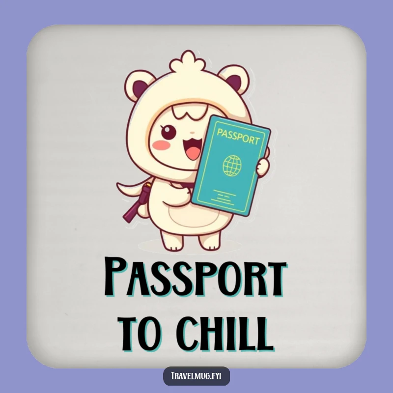 Funny Kawaii Passport Holder Coaster - Cute Travel Table Decor Gift