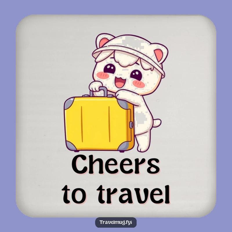 Funny Kawaii Suitcase Pointer Coaster - Cute Travel Table Decor Gift