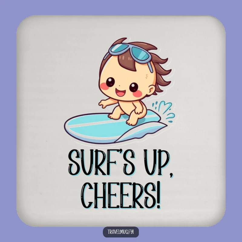 Funny Kawaii Surfer Coaster - Cheerful Beach Table Decor Gift