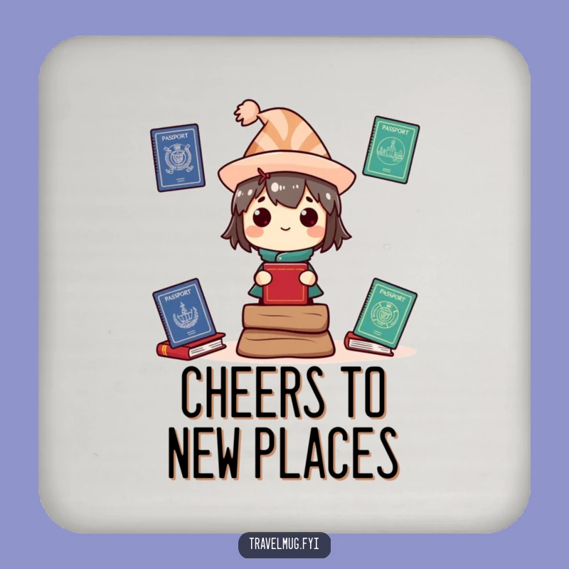 Funny Passport Coaster: Character with hats, a unique funny gift for table protection.