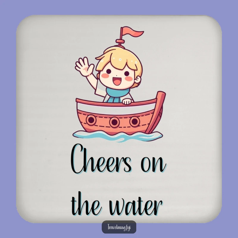 Funny Waving Boat Smile Drink Coaster - Hilarious Protector for Nautical Surfaces