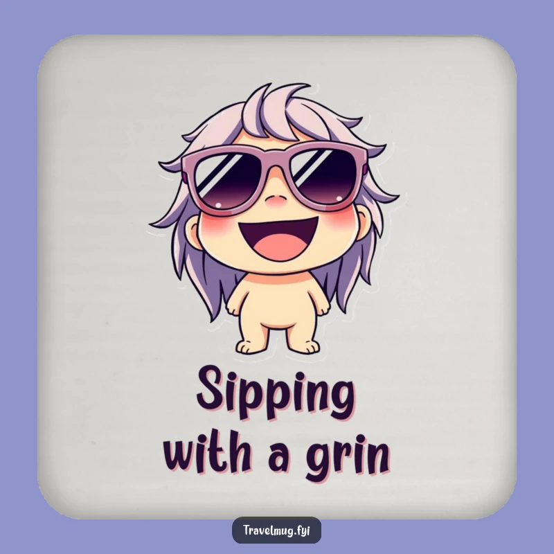 Funny Cool Grin Drink Coaster: Character's Table Protection, Happy Style, Great Funny Gift