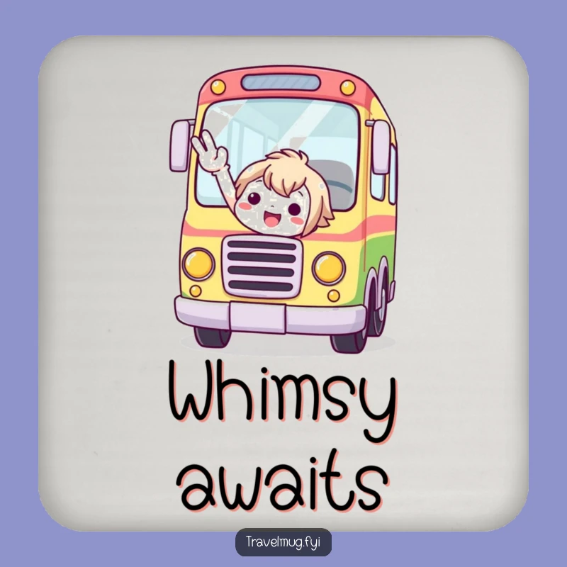 Funny Whimsical Bus Rider Drink Coasters - Protect Surfaces with Travel Humor