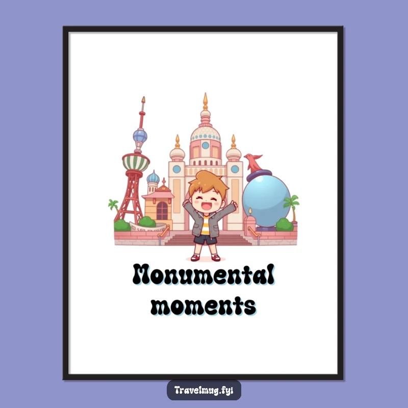 Funny Giant Objects Landmark Poster - Whimsical Wall Art for Travelers